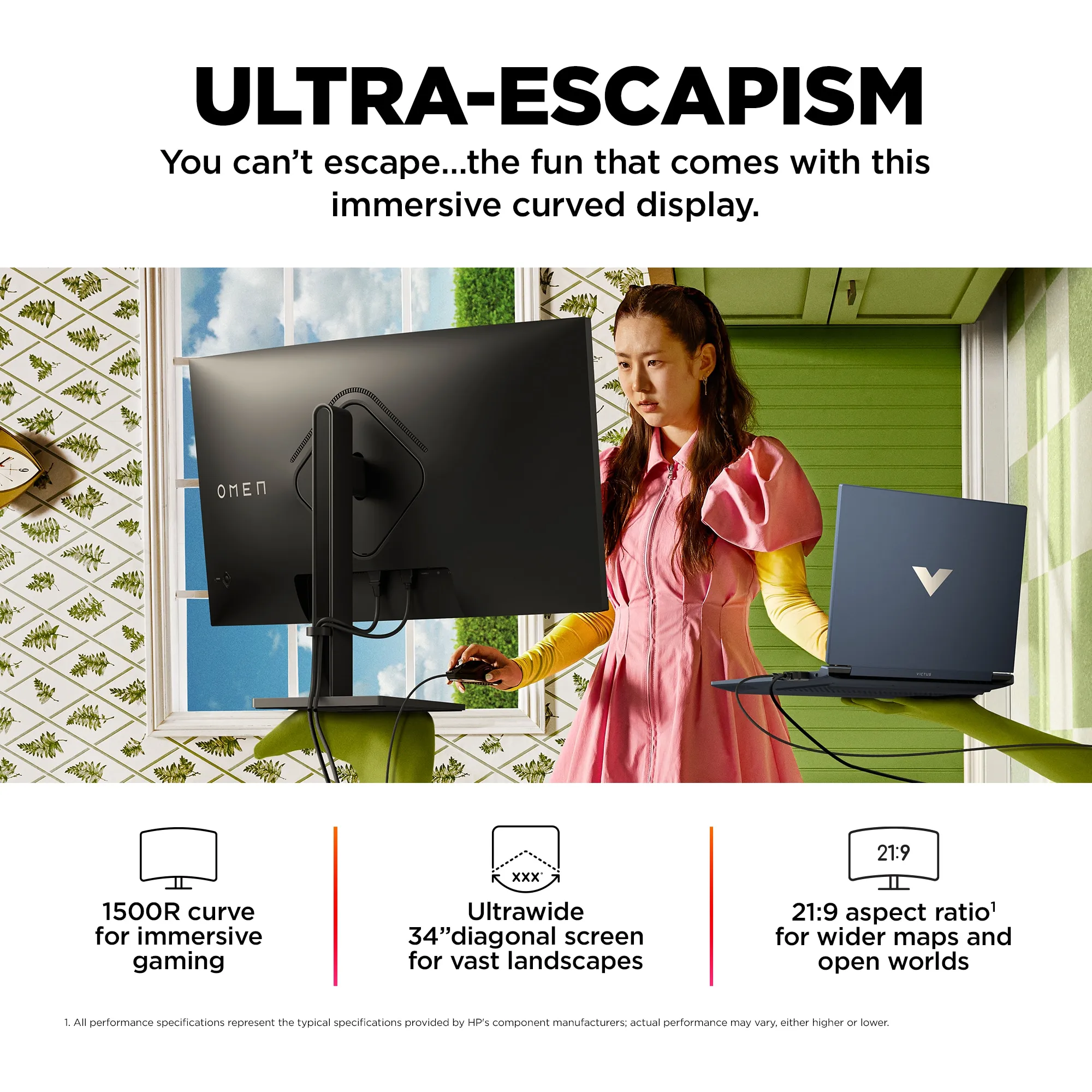 OMEN by HP 34c 34" UWQHD, VA -kaareva pelinäyttö