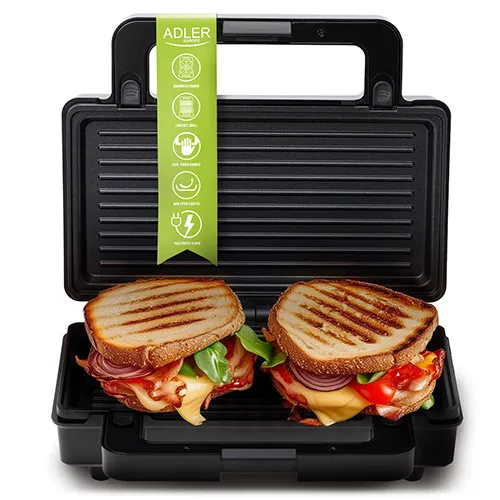 Adler AD 3073 Sandwich Toaster, 1400 W, Black/Silver