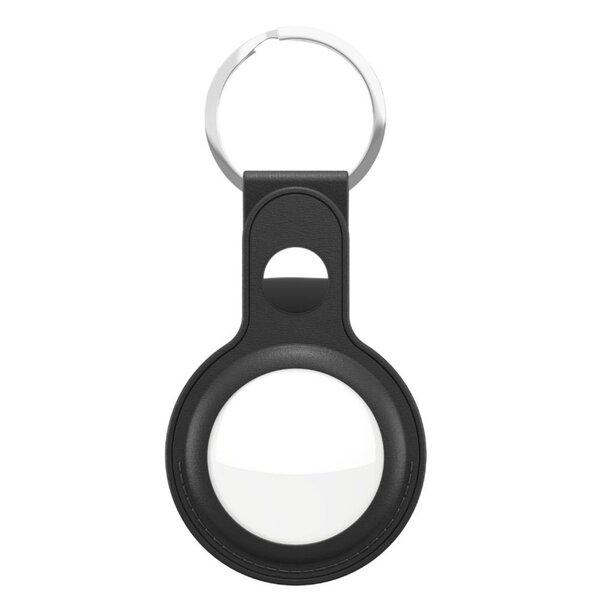 KeyBudz Leather Keyring, AirTag -avaimenper&auml;, Musta (2kpl)