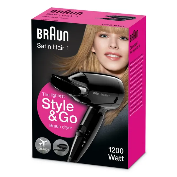 Braun Satin Hair 1  Style &amp; Go - hair dryer, black