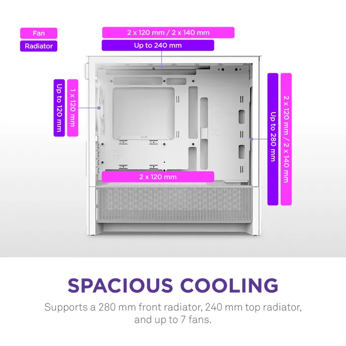 NZXT H3 Flow (2025) mATX - chassi, Vit
