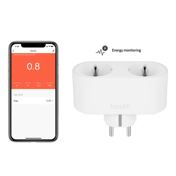 Hombli Smart Socket Duo - smart uttag, Wi-Fi, vit