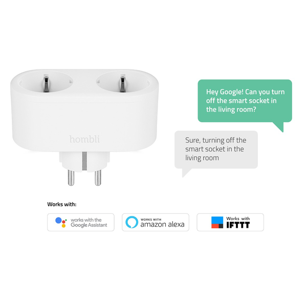 Hombli Smart Socket Duo - smart uttag, Wi-Fi, vit