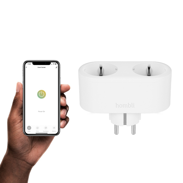 Hombli Smart Socket Duo - smart uttag, Wi-Fi, vit