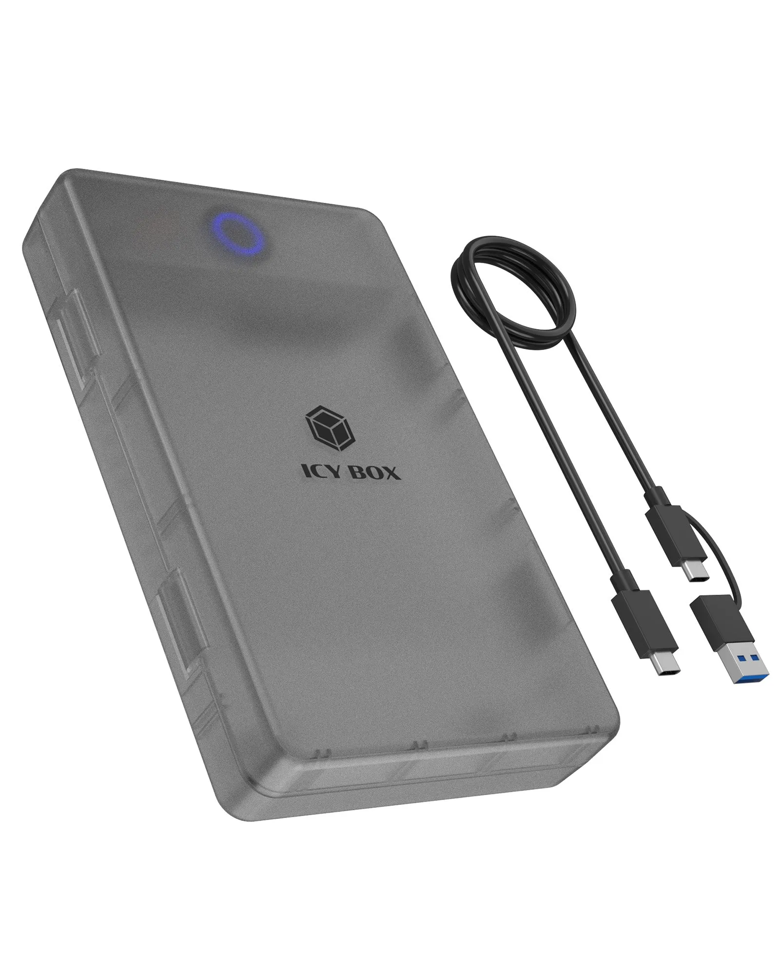 ICYBOX IB-388-CU3 2,5" / 3,5" HDD/SSD-extern kapsling, 1-facks, USB 3.2 Gen 1, USB-C, UASP-st&ouml;d, svart/transparent