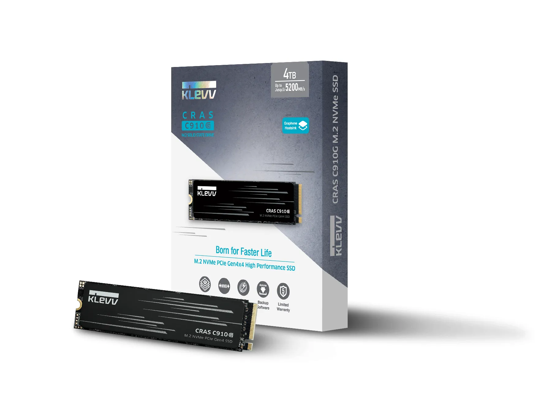 KLEVV CRAS C910G 1TB M.2 2280 NVMe PCI Express 4.0 x4 SSD med kylfl&auml;ns