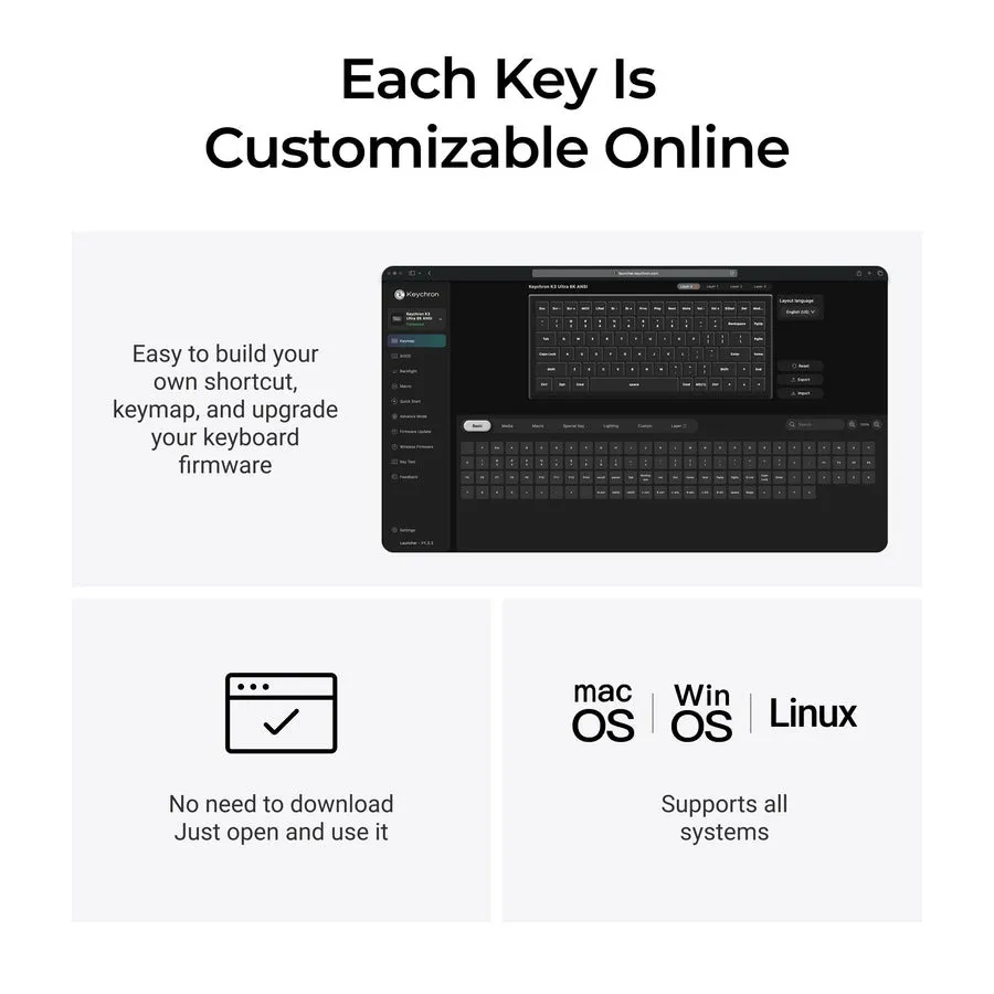 Keychron K1 Ultra SE Wireless Mechanical Keyboard, Milk POM Brown, Black