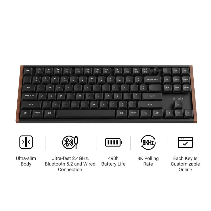 Keychron K1 Ultra SE Wireless Mechanical Keyboard, Milk POM Brown, Black