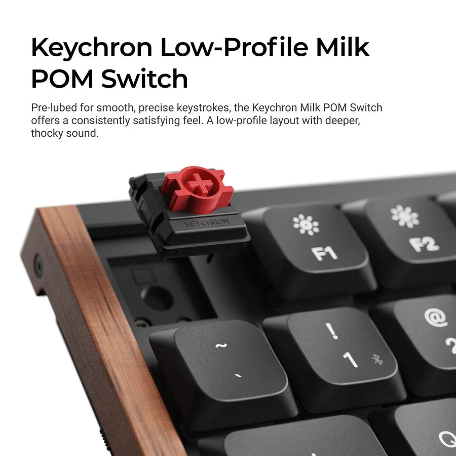Keychron K1 Ultra SE Wireless Mechanical Keyboard, Milk POM Brown, Black