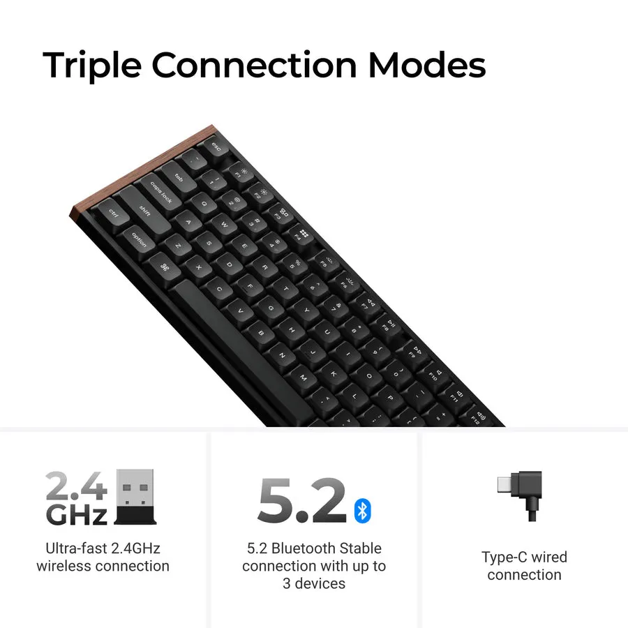 Keychron K1 Ultra SE Wireless Mechanical Keyboard, Milk POM Brown, Black