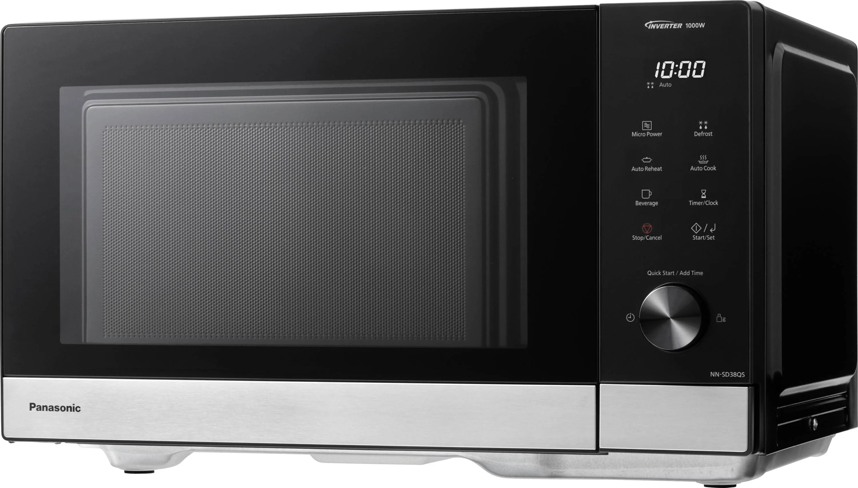 Panasonic NN-GD38QSEPG Inverter -mikroaaltouuni grillill&auml; ja h&ouml;yrytoiminnolla, 29 L, 1000 W, Ruostumaton ter&auml;s / Musta