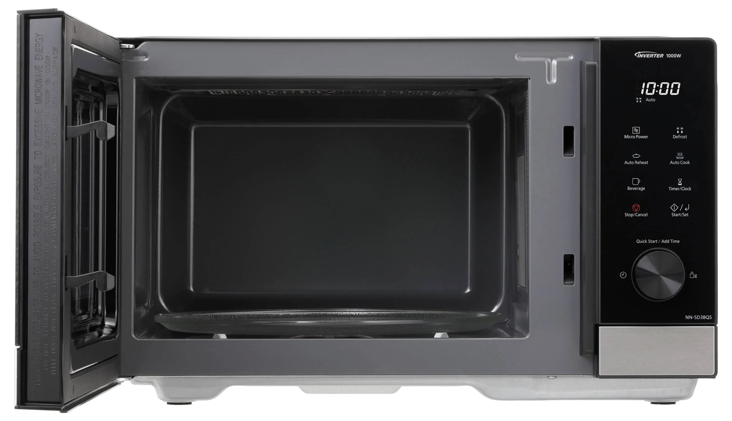 Panasonic NN-GD38QSEPG Inverter -mikroaaltouuni grillill&auml; ja h&ouml;yrytoiminnolla, 29 L, 1000 W, Ruostumaton ter&auml;s / Musta