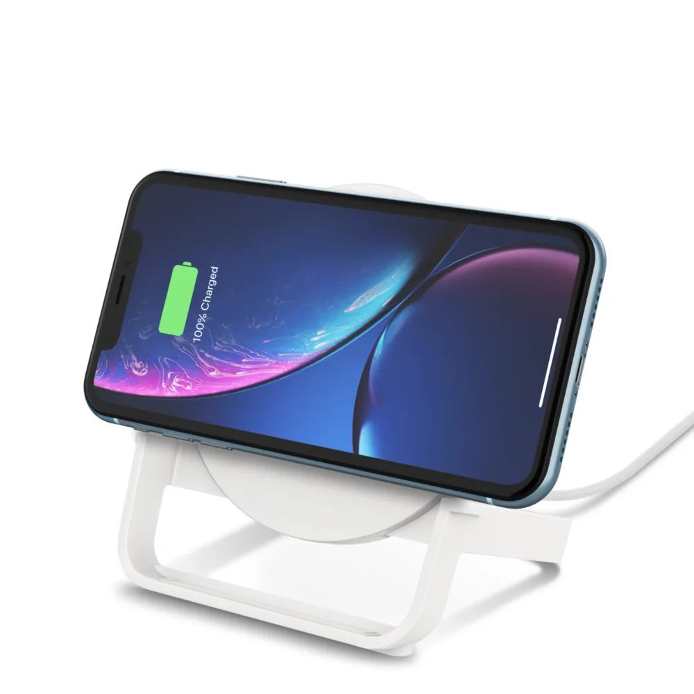 10W Wireless Charging Stand with PSU &amp; Micro USB Cable, Whit