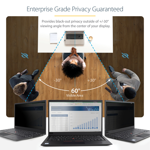 STARTECH.COM 14in Laptop Privacy Screen Anti-Glare Privacy Screen for Widescreen 16:9 Monitors Computer Blue Light Screen Protector