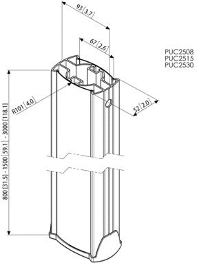 Vogel's Pro PUC 2530 Pole 300cm Silver