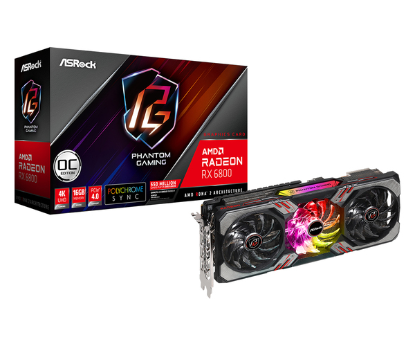 ASRock Radeon RX 6800 Phantom D OC 16 Gt -n&auml;yt&ouml;nohjain