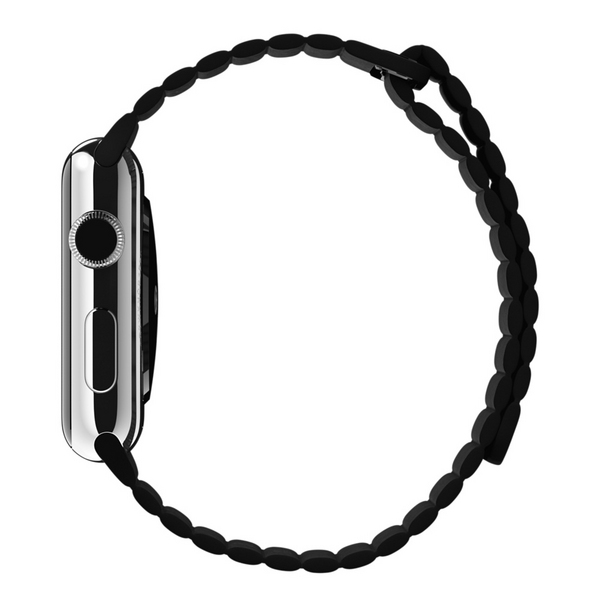 Apple 42 mm musta nahkaranneke - keskikokoinen