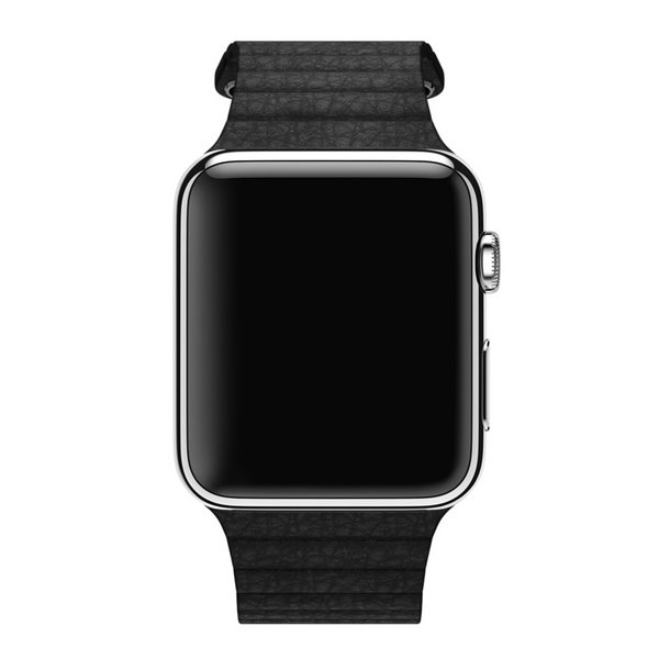 Apple 42 mm musta nahkaranneke - keskikokoinen