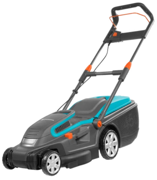 GARDENA PowerMax 1800/42 Electric Lawnmower, 1800 W, 420 mm, 45 L, 800 m&sup2;, Black/Green/Orange
