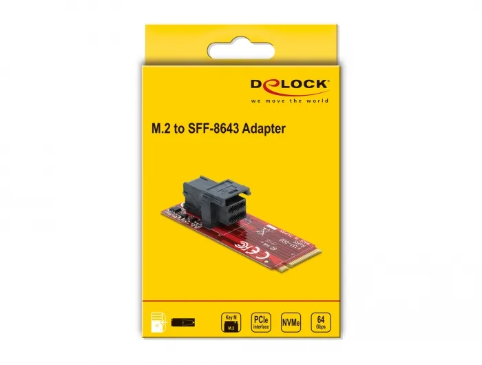 DeLOCK M.2 adapteri, 1xM.2 uros M liitin, 1xSFF-8643, 2260, NVMe