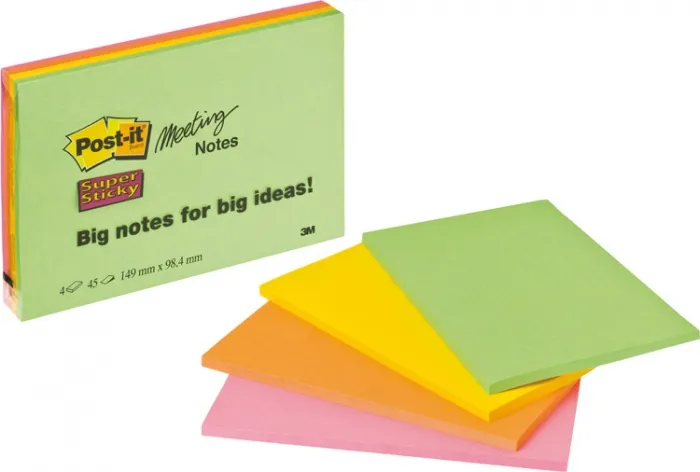 Post-it SS-Notes 98,4x149 Meeting ass. neon (4)