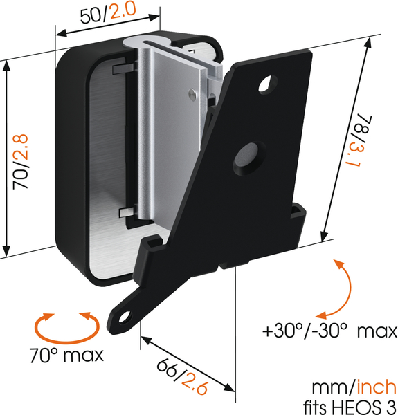 SOUND 5203 -sein&auml;teline Denon HEOS 3 -kaiuttimelle, musta