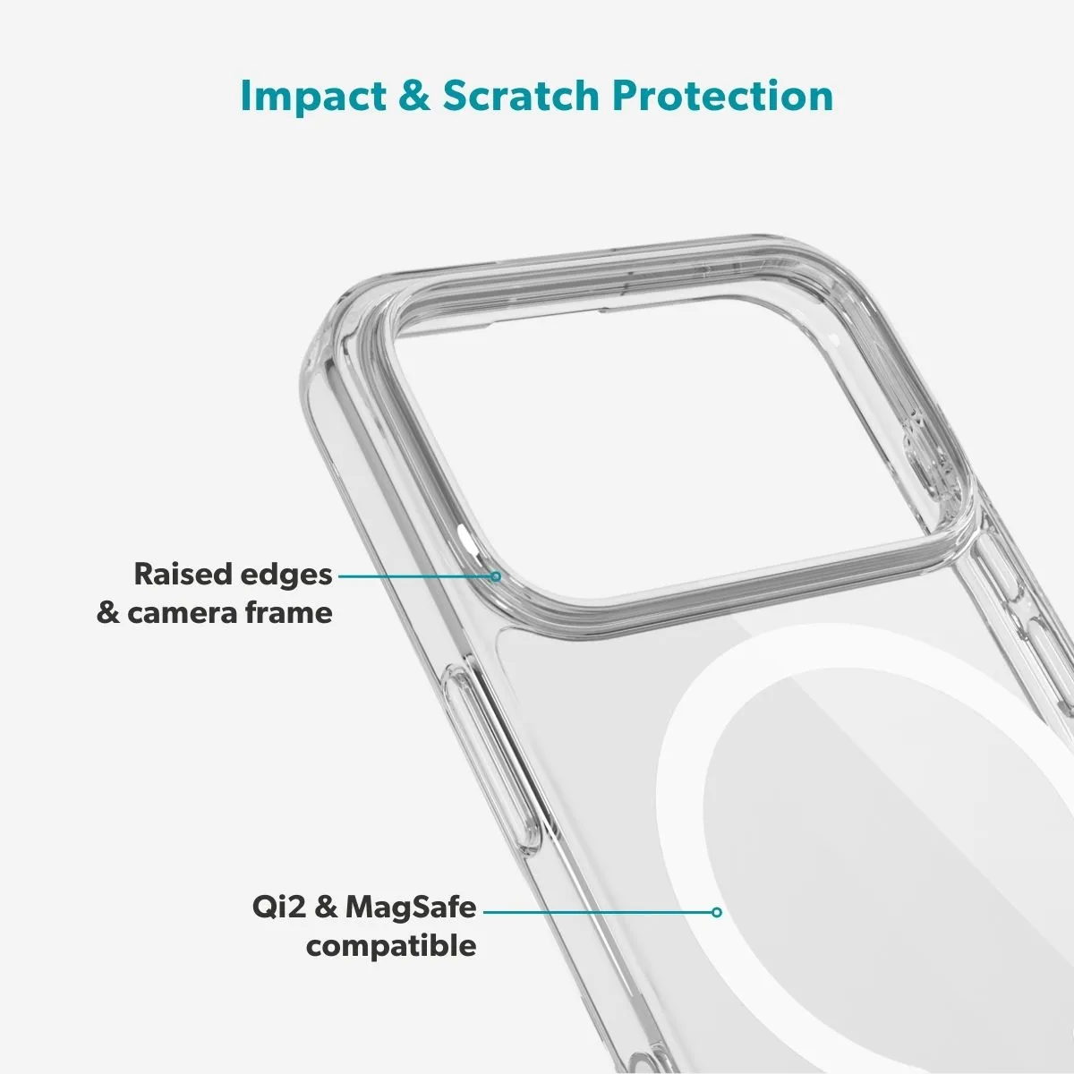 Epico Hero Mag+ Case iPhone 17 Pro Max Qi2  &  MagSafe Compatible, Transparent