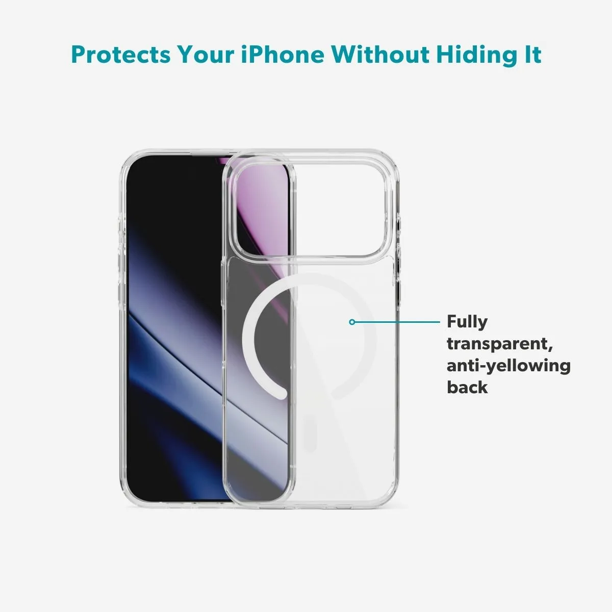 Epico Hero Mag+ Case iPhone 17 Pro Max Qi2  &  MagSafe Compatible, Transparent