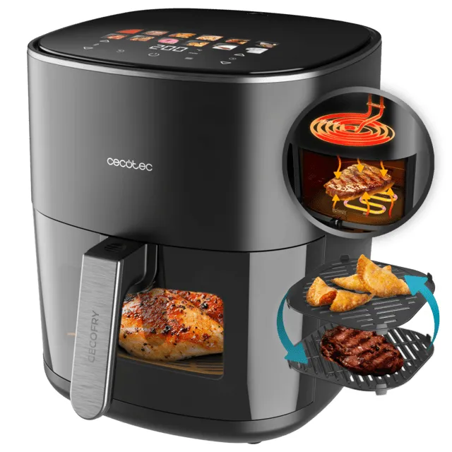 Cecotec Cecofry & Grill Duoheat 6500, 6,5 l, 2200 W, airfryer, musta