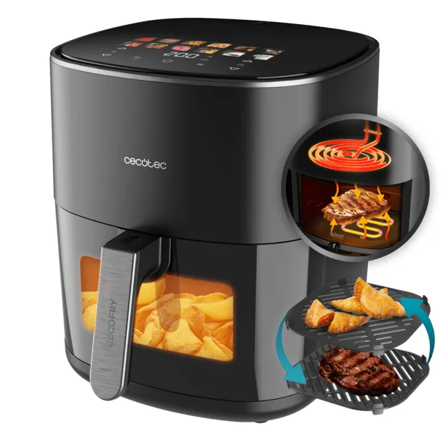 Cecotec Cecofry & Grill Duoheat 6500, 6,5 l, 2200 W, airfryer, musta