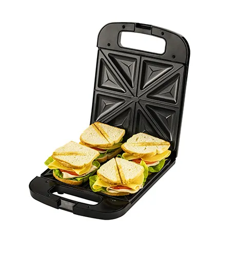 Adler AD 3055 Sandwich Maker for 4 Sandwiches, 2000 W, Black