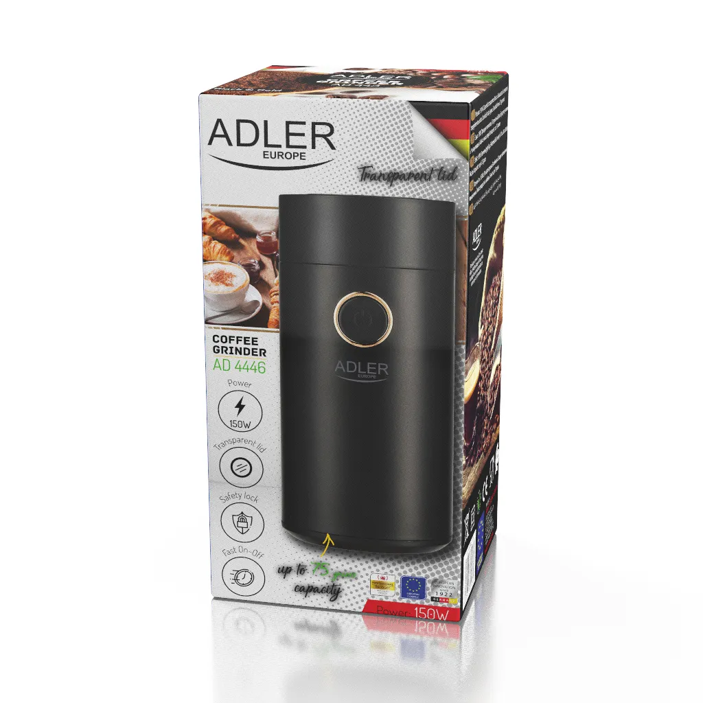 Adler AD 4446bg Coffee Grinder 75g, Black/Gold