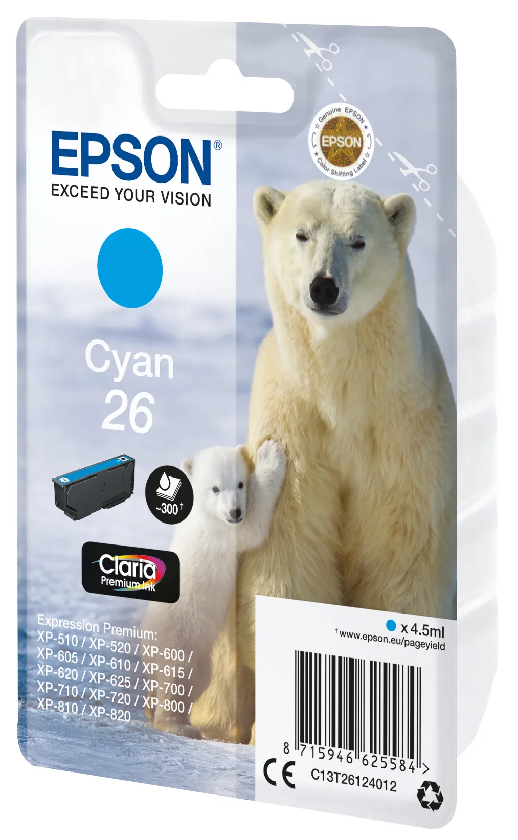 Epson 26-mustekasetti, 4.5 ml, cyaani