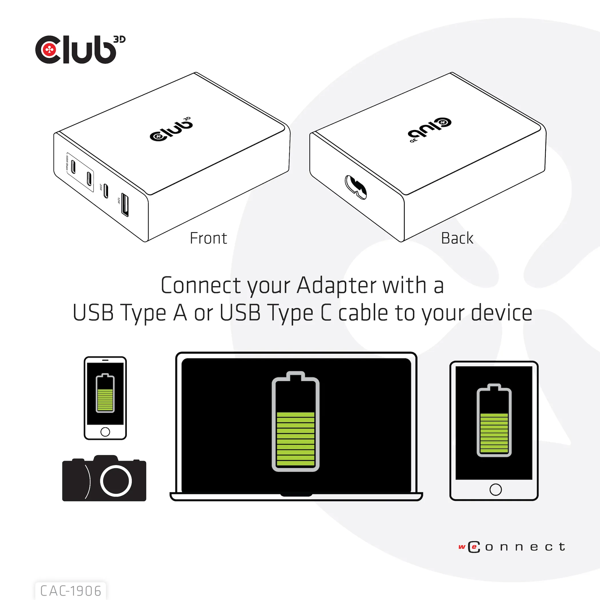 Club 3D 132W GaN, 3x USB-C + USB-A, PD3.0 -laturi, Musta