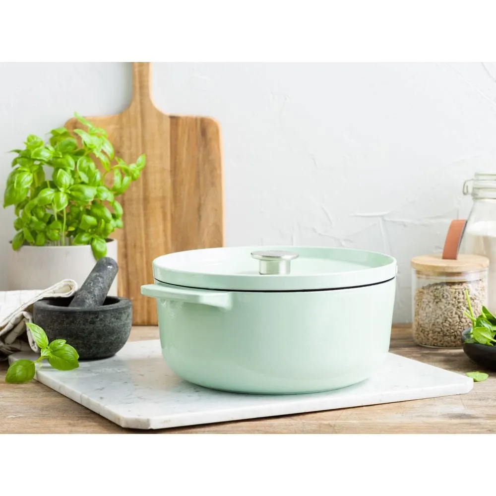 KITCHENAID gjutj&auml;rnsbraiseringspanna med lock, 26 centimeter, gr&ouml;n