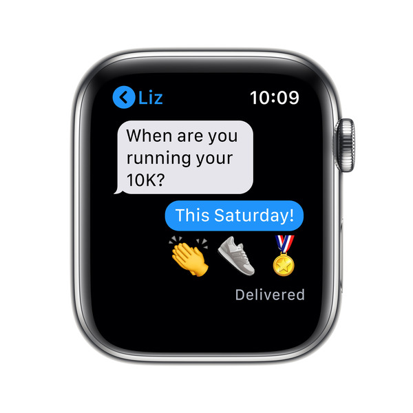 Apple Watch Series 6 GPS + Cellular, 44mm Silver Stainless Steel Case with White Sport Band - Regular