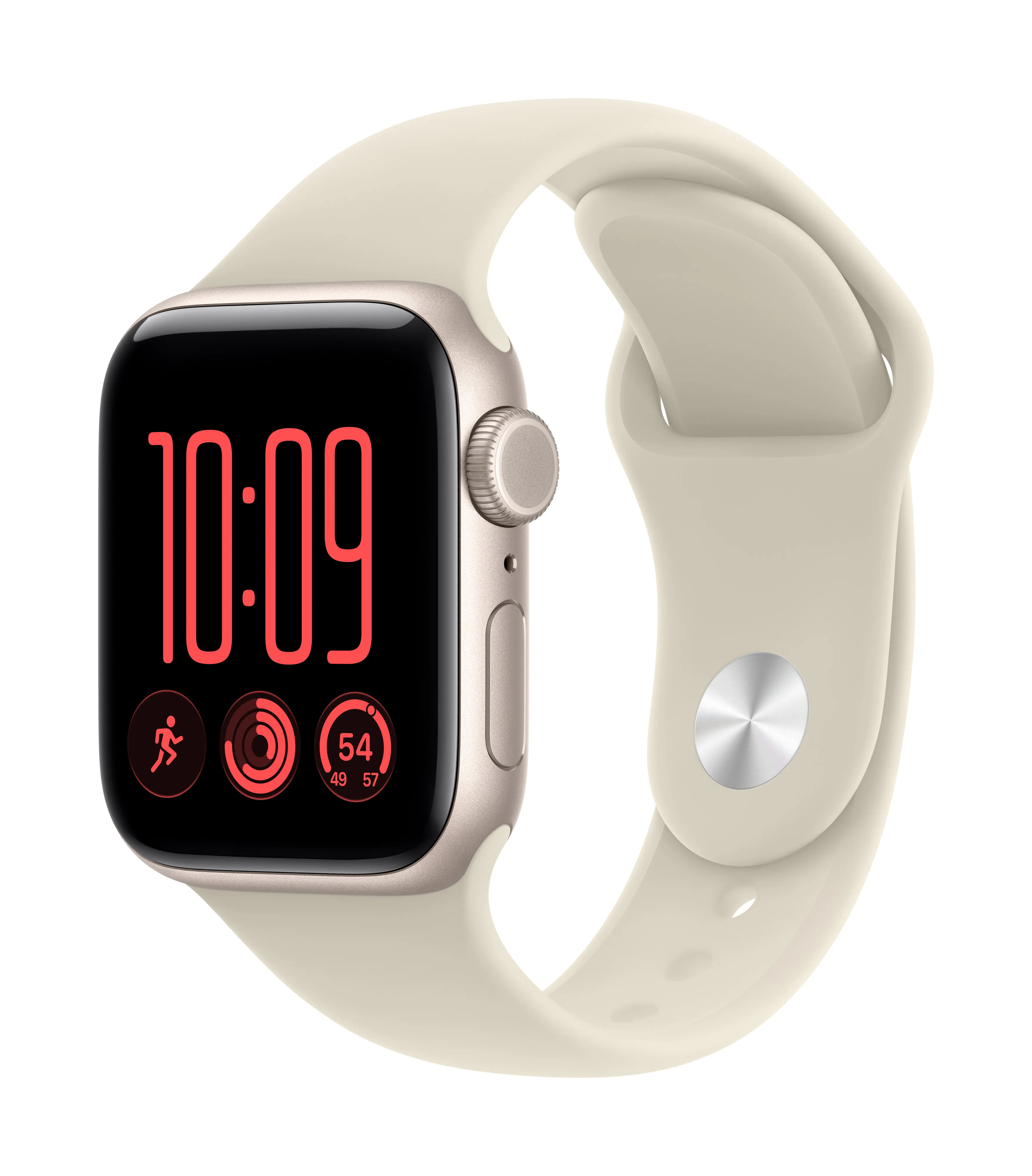 Apple Watch SE 3 (GPS + Cellular) 40 mm t&auml;htivalkea alumiinikuori ja hiekanv&auml;rinen urheiluranneke, S/M