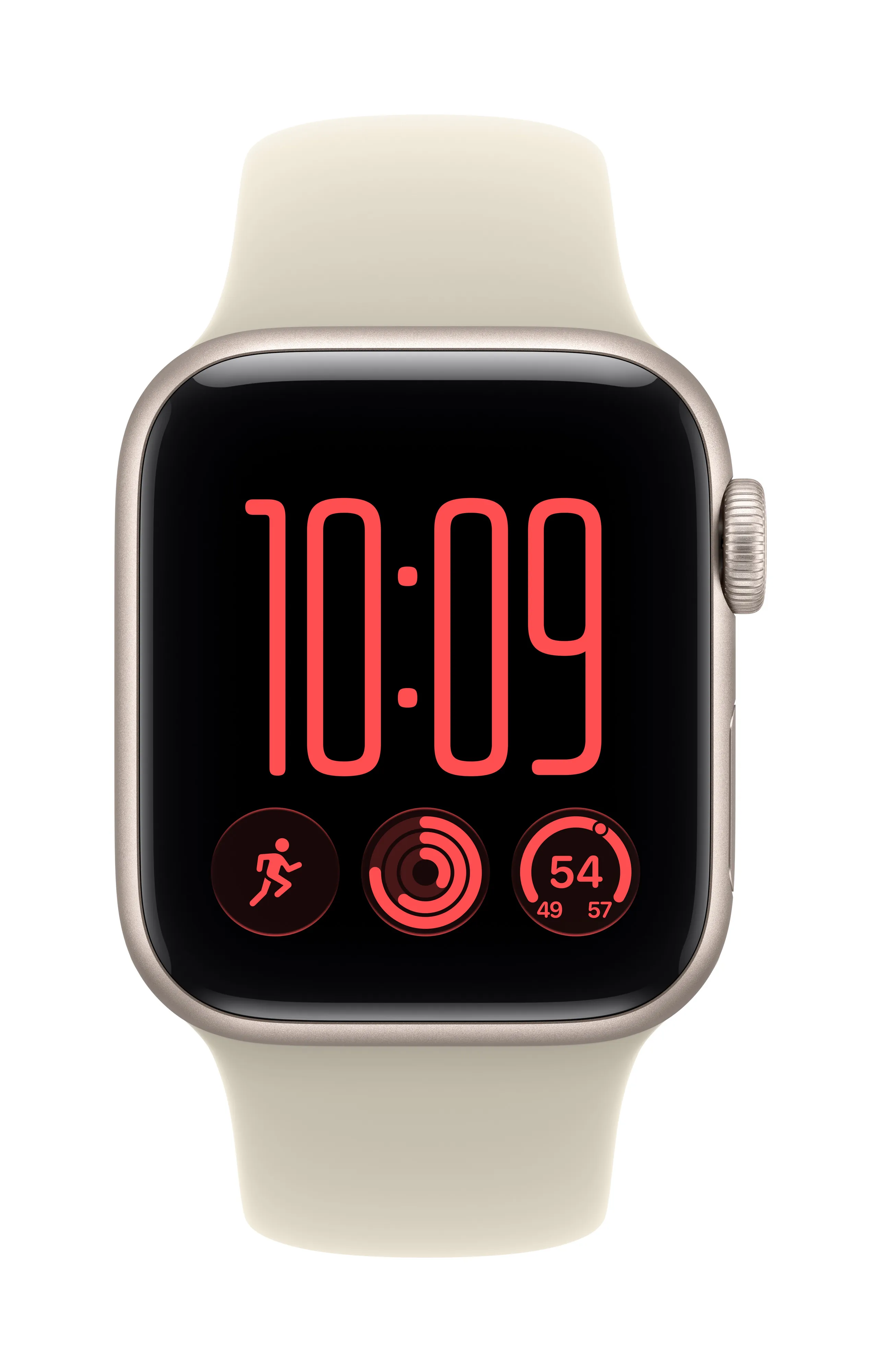 Apple Watch SE 3 (GPS + Cellular) 40 mm t&auml;htivalkea alumiinikuori ja hiekanv&auml;rinen urheiluranneke, S/M