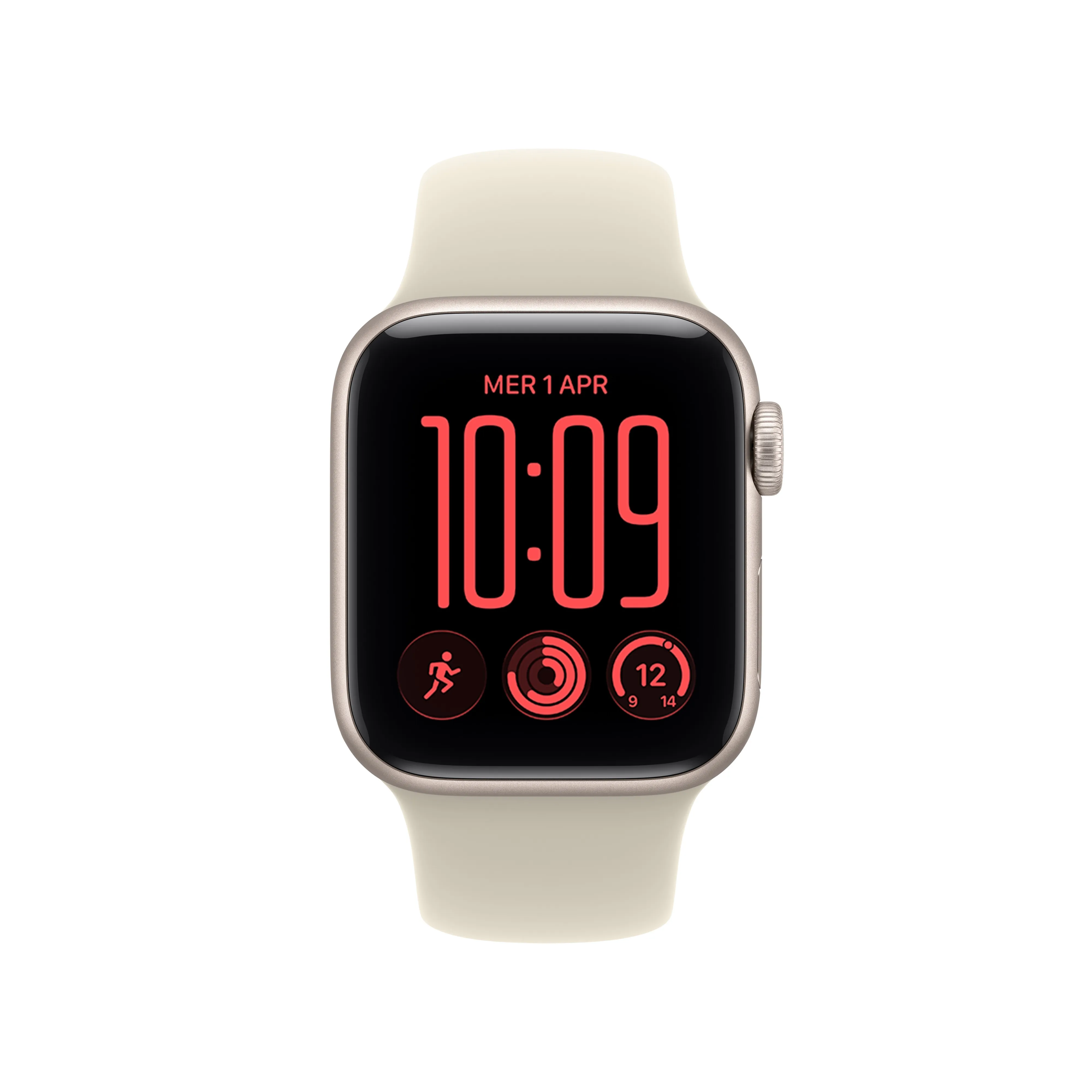 Apple Watch SE 3 (GPS + Cellular) 40 mm t&auml;htivalkea alumiinikuori ja hiekanv&auml;rinen urheiluranneke, S/M