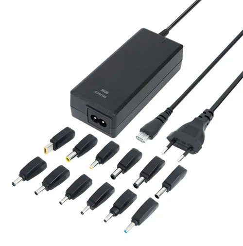 DELTACO notebook charger, 15-20 V, 6 A, 90 W, 12 tips, black