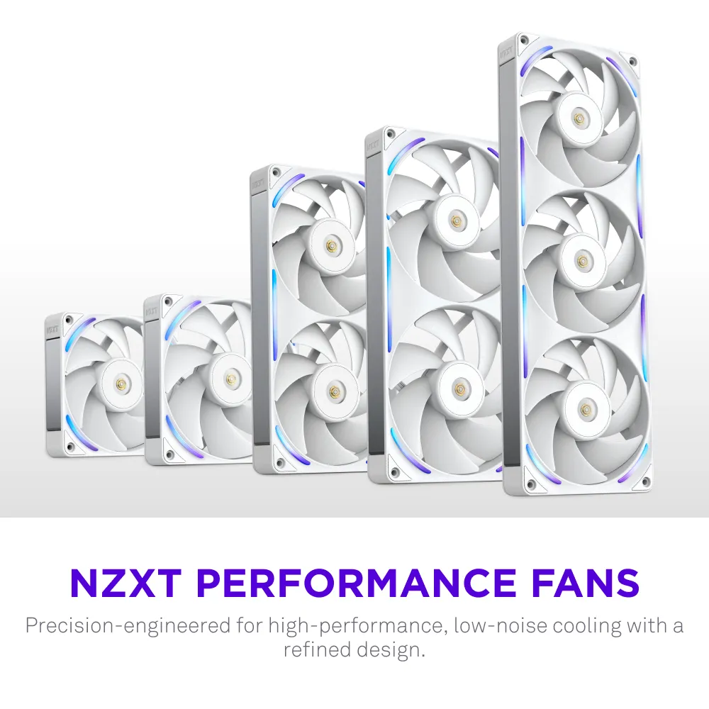 NZXT F120X Performance PWM RGB Fan, Fluid Dynamic Bearing, 120mm, White