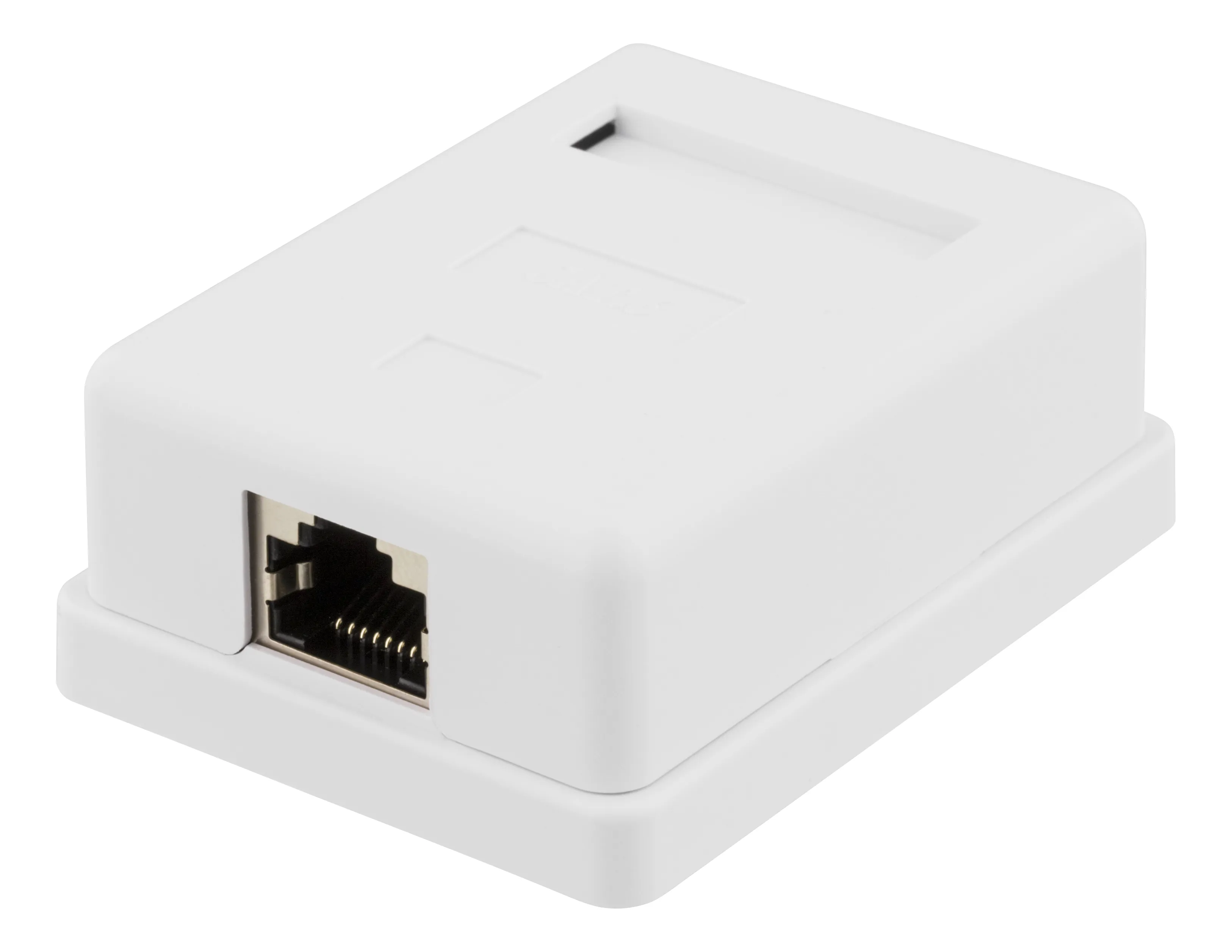 DELTACO suojattu datarasia pinta-asennukseen, FTP, 1xRJ45, Cat6, valk.