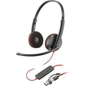 HP Poly Blackwire 3220 -kuulokemikrofoni + USB-C/A-adapteri, musta