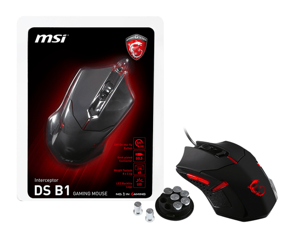 MSI Interceptor DS B1 - gaming mus, Svart/R&ouml;d