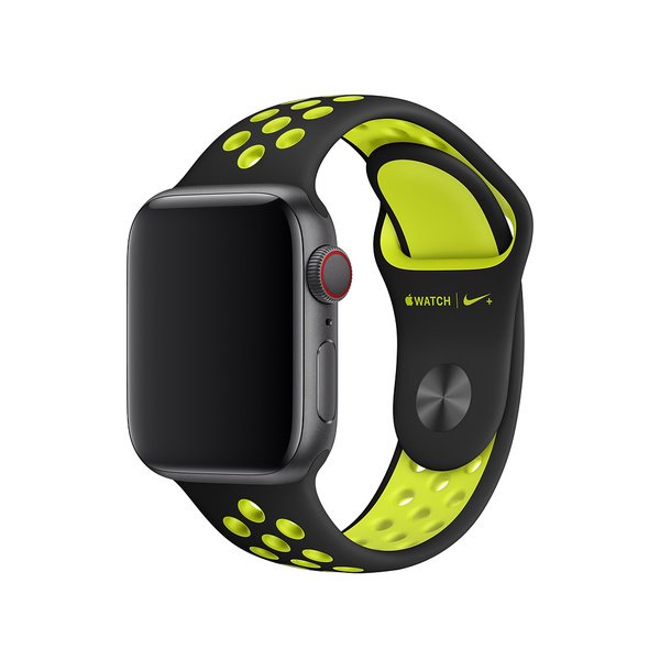 Apple Watch 40 mm Nike-sportband &ndash; svart/volt &ndash; S/M och M/L