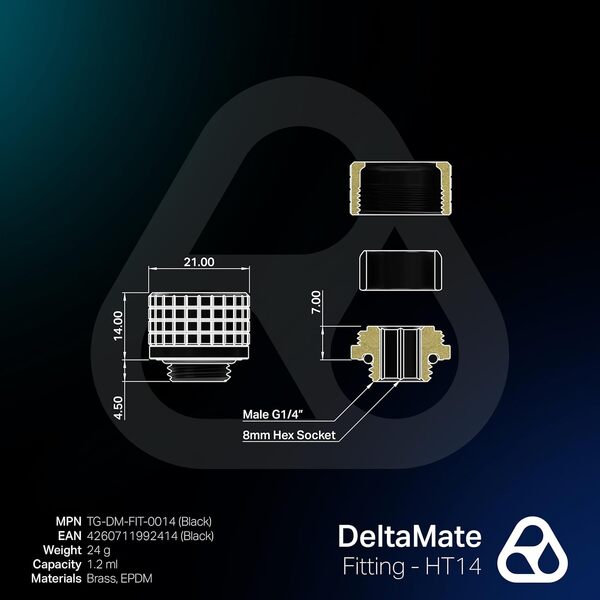 Thermal Grizzly DeltaMate HT14 -liitin, musta