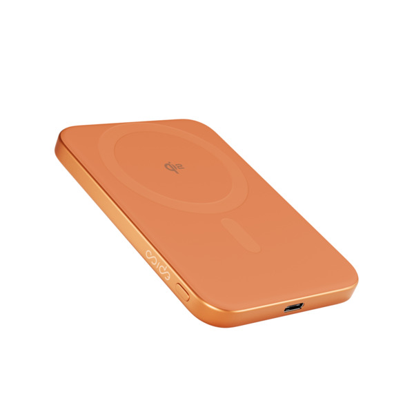 Epico UltraPack Qi2 Slim 5000mAh Alu Mag+ Wireless Power Bank EM51 Wireless Charging 15W for iPhone and Android, Cosmic Orange