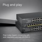 Zyxel GS1100-16EP - unmanaged 16-port Gigabit Ethernet Power over Ethernet Plus switch