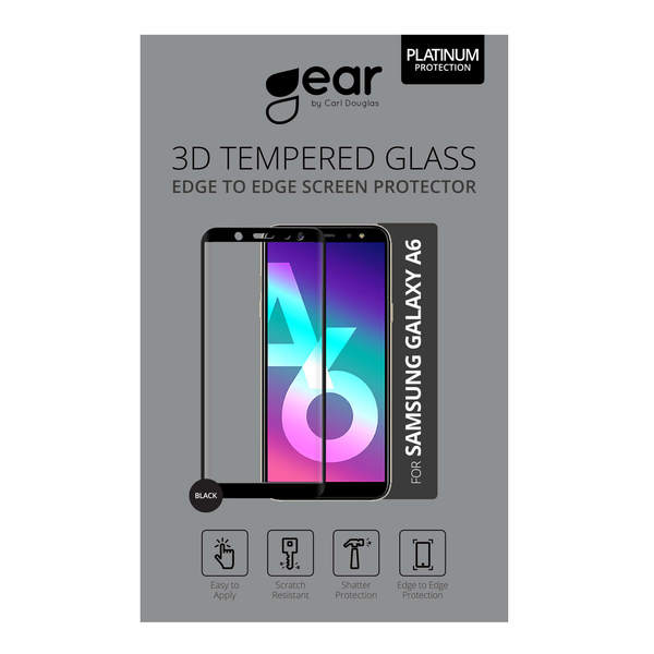 GEAR Härdat Glas 3D Samsung A6 Edge to Edge Svart GEAR Härdat Glas 3D Samsung A6 Edge to Edge Svart