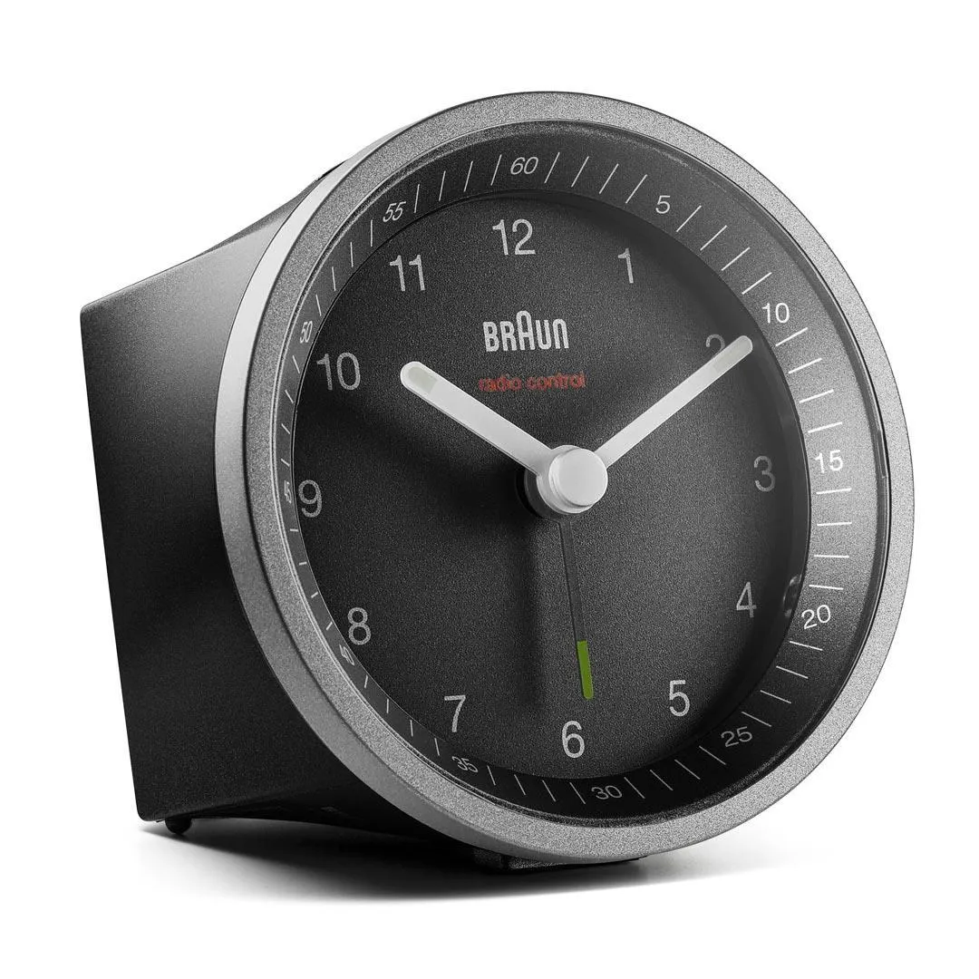Braun BC 07 SB-DCF Analog v&auml;ckarklocka - Svart/Silver